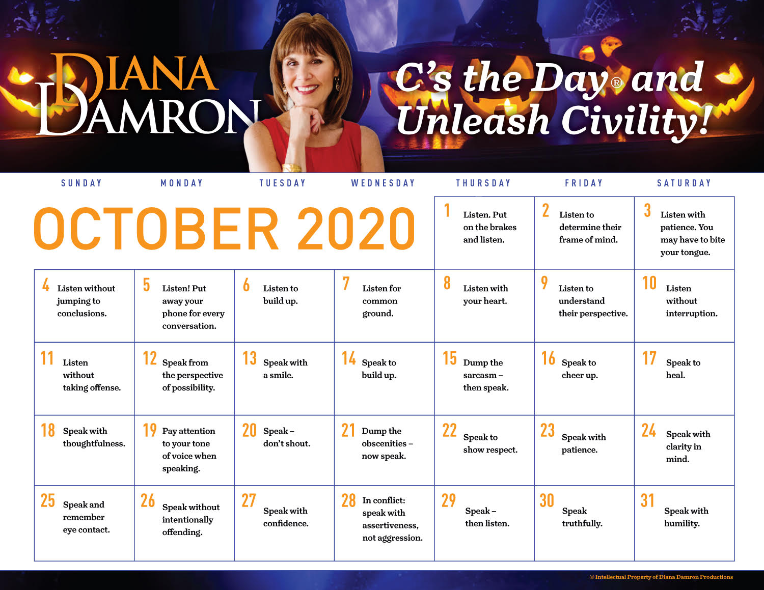Oct 2020 Calendar by Diana Damron