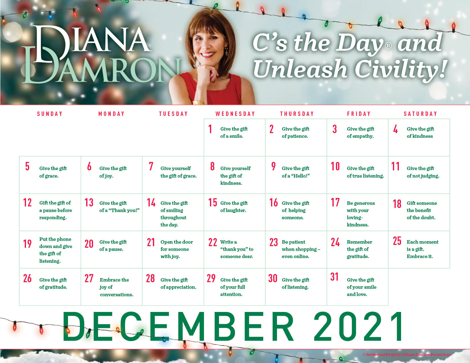 December 2021 Calendar by Diana Damron